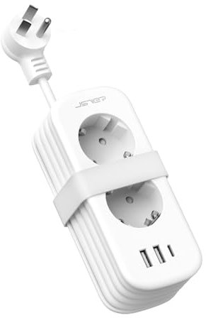 JSVER Adaptateur Prise USA,5 en 1 Adaptateur Voyage France vers USA avec Cable 2m Enroulable et 2 Prise,Type B pour Canada Américaine Mexique Thailande Dominicaine(Blanc)