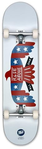 Mob Skateboard Rise 8.0 Complete - Komplettboard 31.875 x 8 Zoll - Holzboard aus Ahornholz - fertig montiert - Anfänger und Profi Skateboard für Jugendliche, Erwachsene - Adler Amerika - Weiß
