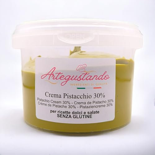 Artegustando-Crema Spalmabile al Pistacchio 30% - Dolce, Senza Glutine, Made in Italy - Per Pasticceria, Dolci e Gelati - Formati 500g, 1kg, 2kg (1 kg)