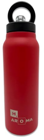 AROMA H20 Botella magnética 750 ml - Soporte para smartphone integrado magnético | Botella isotérmica de acero inoxidable sin BPA | Ideal para deportes, sala y exterior (rojo)