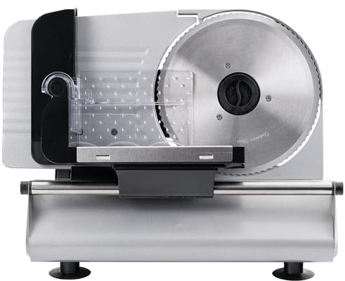 Elektrischer Allesschneider mit Edelstahlmesser, Brotschneidemaschine 0–20 mm Schnittstärke, Fleischschneider, 150 W Multischneider für Brot, Käse, Wurst