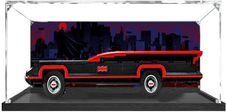 Display Box for LE-GO for 76328 Bat*man Classic American TV Series Batmobile- Acrylic Dustproof Transparent Custom Display Case,The geart gift for building block collectors (No Model) (background C)