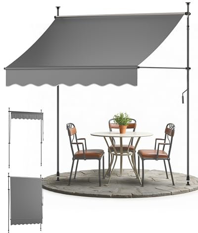 Sol Royal toldo de Pinza 1,5m de Ancho sin taladrar - toldo de Pinza con manivela protección Solar balcón terraza - toldo de pie Antracita toldo de balcón Resistente a los Rayos UV para pinzar BM3