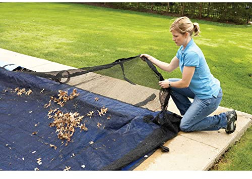 Bâche de protection pour piscine rectangulaire hors sol – Maille fine, facile à ranger avec câble – Taille : 3 m x 5 m