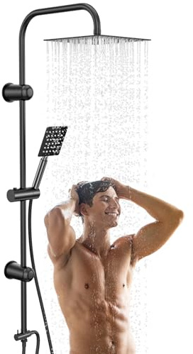 Regendusche Ohne Armatur, 20 × 20CM Quadrat Regenwalddusche Handbrausen-Sets mit Schlauch und Stange, Edelstahl Dusche Duschkopf Regendusche Duschsystem Duschset ohne Armatur (30×30cm)