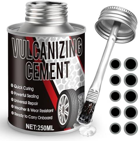 XINGHUO Colle Rustine, Colle Vulcanisante Pneu, Colle Meche Pneu, Scelle Rapidement Les Pneus, Colle Vulcanisante Meche de Reparation Pneu Voiture, Déchirures et Dommages aux Pneus, 250ML