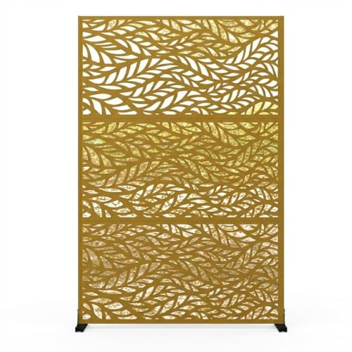 Aptliton Metal Privacy Screen Outdoor Garden, 6ft Free Standing Room Divider Partition, Decorative Laser Cut Trellis Panel for Patio Living Room (120x180cm,)