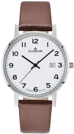 Dugena Moma Herren-Armbanduhr Quarz, Edelstahl Silber, Lederband