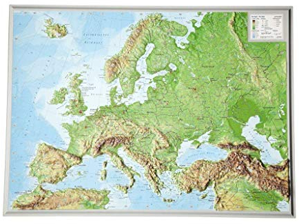 Europa klein 1:16.000.000: Reliefkarte Europa klein Din A3 (Tiefgezogenes Kunststoffrelief)