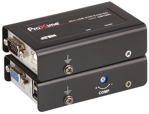 ATEN CE100 USB VGA Mini KVM Extender Cat 5 Includes CE100L Local Unit and CE100R Remote Unit Up to 1920 x 1200 Extends Local PC VGA/Keyboard/Mouse to Remote Side