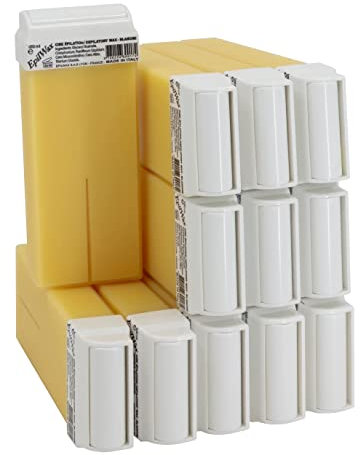 EpilWax Wachspatronen Set mit 12 Weiße Warmwachspatronen zur Haarentfernung Enthaarungswachs 100 ml Roll-on Nachfüller