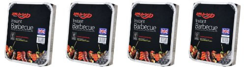 4 X Bar-Be-Quick Instant Barbecue packs- Each pack feeds 4 people-World's best brand leading disposable BBQ