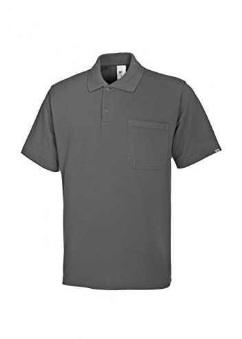 BP 1612-181-53-M Unisex-Poloshirt, 1/2 Ärmel, Polokragen mit Knopfleiste, 70 cm, 220,00 g/m² Stoffmischung, dunkelgrau, M