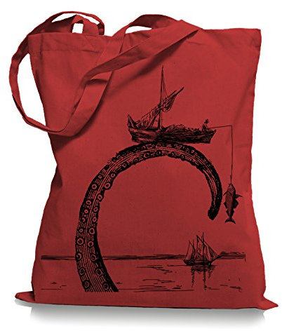 Octopus Stoffbeutel |Riesenkrake Fischer Tragetasche Angler-classic_red