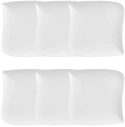 Secret de Gourmet - Lot de 6 Assiettes Creuses Carrées Vague 21cm Blanc