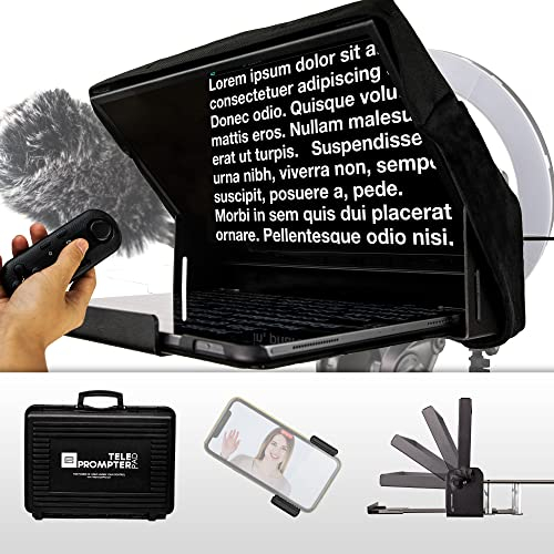 TELEPROMPTER PAD iLight PRO 14 Teleprompter iPad 12.9 Tablet - Kit Content Creation con Telecomando APP Case Beam Splitter per DSLR iPhone Prompter Autocue Compatibile con Apple Android Mac Windows