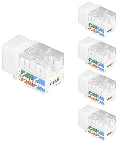 VCE Cat6 RJ45 90 Degree Keystone Jack Insert, Ethernet UTP Cat 6 Keystone Punch Down Stand 5 Pack White