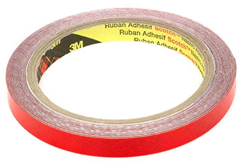 3M Diamond Grade 4092 Reflektorband Scotchlite hochreflektierend mit Mikroprismen RA3 C klebend Reflektierendes Klebeband Reflexfolie Konturmarkierung rot - 10mm x 5 Meter