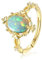 JIAXUN Ring 925 Sterling Silber Öffnung verstellbare Vintage Spitze eingelegten Opal Ei Form Damenring, Geburtstagsgeschenk, Lady Geschenk, Mutter Geschenk
