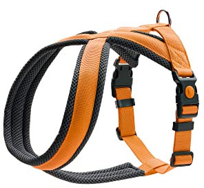 HUNTER Hundegeschirr LONDON COMFORT, atmungsaktives 3D-Mesh, 2-fach verstellbar, Sicherheitsverschluss, reißfest, leicht & pflegeleicht, Farbe: Orange, Größe: XS-S