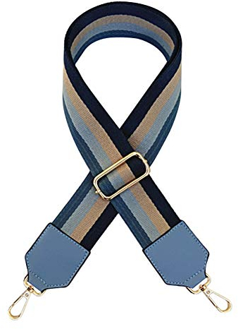 MoreChioce Taschengurt Bunt Verstellbar,5CM Breiter Schultergurt Damen Schulterriemen für Handtaschen 120CM Längenverstellbarer Tragegurt Regenbogen Muster Abnehmbar Trageriemen,See Blau