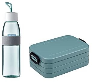 Mepal - Lunch Set To Go - Lunch-Set mit Lunchbox & Wasserflasche - Geschenkset Gesundes Mittagessen - Brotdose für 2 Sandwiches oder 4 Scheiben Brot - Trinkflasche 500 ml - Nordic Green