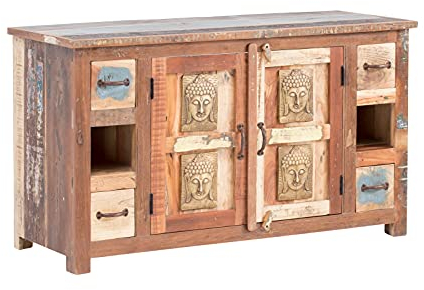 Woodkings Waschtisch Sumana I rustikaler Waschplatz 130cm aus massiv Holz I auch als Doppelwaschtisch I Buddha Badmöbel Unterschrank Badschrank