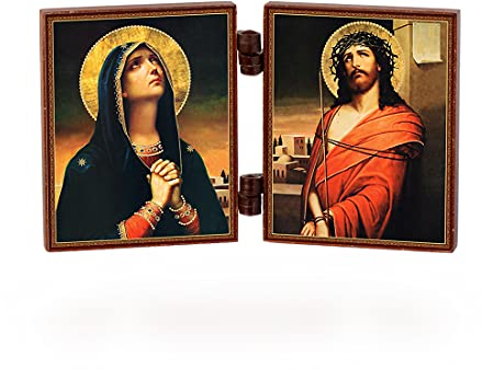 NKlaus - Deva Maria & Jesus - christliche holz Diptychon - Skorbjashhaja Bogorodica i Spasitel - reise Altar 36153