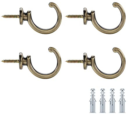 DeSS 4 Pack Curtain Holdbacks Curtain Tiebacks Hooks Wall Mounted Curtain Hooks for Window Drapery/Clothes/Coat/Hat/Towel (Antique Bronze)
