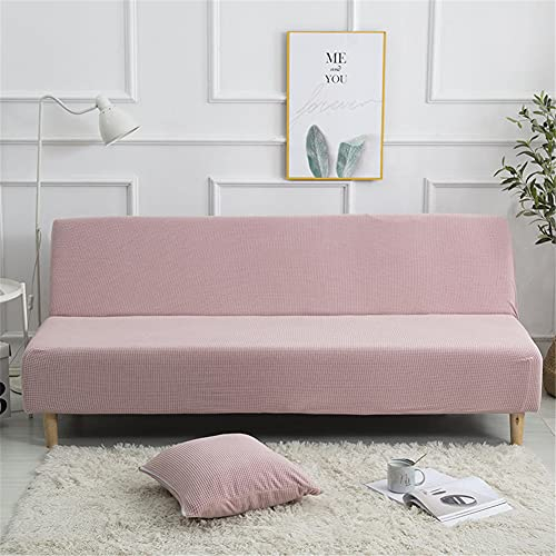Hiseng Housse de Clic Clac Élastique Canapé 3 Places, Housse de Canapé sans Bras Extensible Antidérapant Universel Tout Couvert Canapé-lit Pliant Protecteur (Rose Clair,160-190cm)