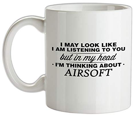 in My Head I'm Think About Airsoft - 10oz - Ceramic Mug for Coffee/Tea