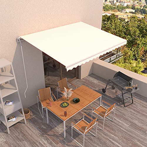 Susany Tenda da Sole Retrattile Automatica, Tendalino a Scomparsa con Manovella, Tende da Sole per Esterno, Tende per Balcone 450x300 cm Crema
