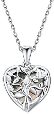 PROSILVER personalisiert Herz Medaillon 925 Silber aufklappbar Baum des Lebens Foto Bilder Amulett zum Öffnen mit Rolokette Schmuck Accessoire für Mutter Tochter Familie