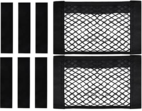 HONZUEN 2 Stück Kofferraumnetz Auto, Gepäcknetz Kofferraum Selbstklebend, Klettnetz Netztasche für Auto PKW SUV Wohnmobil, Elastisches Aufbewahrungsnetz 28 x 45 cm