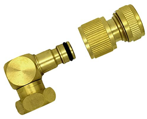 SolaDirect Brass Snap-On Hose Lock Revolving Elbow with Female Thread 3/4 BSP + Matching Hose End Quick Connector
