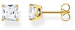 Thomas Sabo Damen Ohrstecker in der Farbe Farbe Gold aus 925 Sterlingsilber mit 750 Gelbgold Veredelung mit Zirkonia, Größe: 6x6mm, H2174-414-14