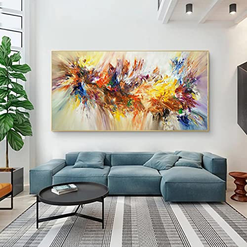 XIANGPEIFBH Grande Peinture Abstraite Art Coloré Bloom Fleur Affiche Toile Peinture Pour Salon Mur Art Photos Décor À La Maison 60x120cm(24''x47'') Cadre Noir