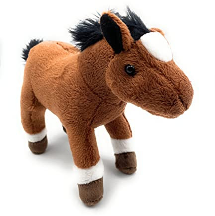 Onwomania Plüschtier Kuscheltier Stoff Tier Pferd Reiten Stute 24cm Braun