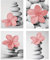 Genius Decor Lot de 4 impressions d'art zen pour salle de bain, jaune gris, fleur et galets, chambre à coucher, spa, sans cadre, 20,3 x 25,4 cm (rose, 20,3 x 25,4 cm)
