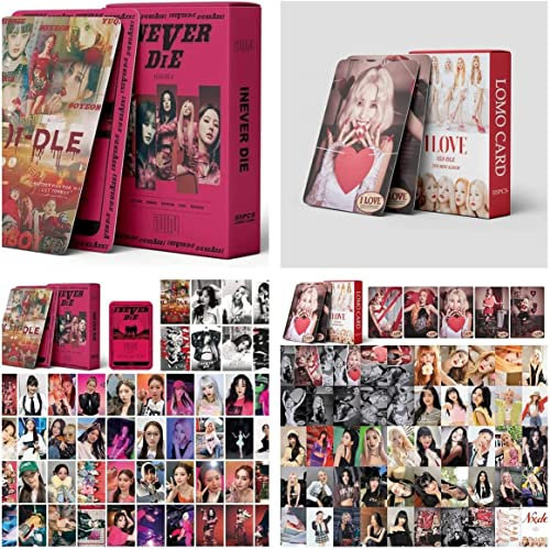 tshy 2 Pack/110 Stück (G) I-DLE Lomo Karten I-DLE Postkarten (G) I-DLE I LOVE New Fotoalbum Karten (G) I-DLE Merch 2022 Mini Lomo Karten Pack für Fans Mädchen