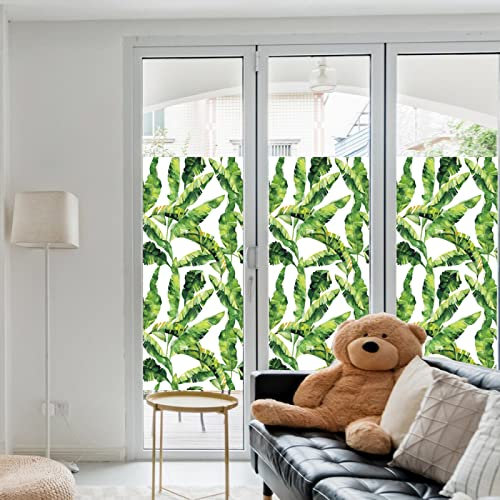 Fensterfolie Gras Grüne Blätter Sichtschutzfolie Fenster Klebstofffrei Fensterfolie Blickdicht Milchglasfolie Selbstklebend Fenster Fensterfolie Selbsthaftend Folie Fenster Sichtschutz 45x100cm