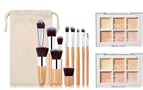 Pure Vie 6 Farben Concealer Set, Creme Contour Highlighting Abdeckcreme Kontur Corrector Camouflage Palette für Profi-und Täglichezur Abdeckung von Augenringe, Makeln + 11 Stück Makeup Pinsel
