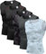 Holure Herren 5er Pack Kompressionsshirt Tank Top Quick Dry Ärmelloses Muskel Shirt Funktionsshirt Schwarz/Schwarz-Rot Linie/Camo Schwarz01/Grau/Camo Weiß 04-XXL