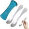 2 Pack 3 in 1 Stainless Steel Camping Spork, Multifunctional Lightweight Knife Fork, Knife Spoon with Portable Pouch, Outdoor Cutlery, All in One for Outdoors, Camping, Hiking Travel