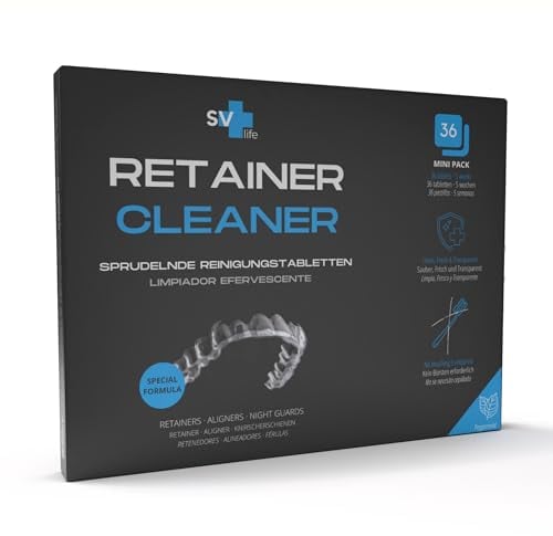 36 Compresse Detergenti per Ortodonzia Trasparente | Allineatori, Retainer, Bite dentale | Pastiglie Puilizia formula 2-in-1 con Ossigeno Attivo Antibatterico, Menta (pack 5 settimane)