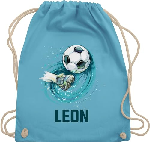 Turnbeutel Rucksack - Fußball Schuss Cool Fußballfan | Fußballgeschenkideen - Unisize - Hellblau - personalisierte stoffbeutel junge beutel fussball geschenke+für+fußballfans leon beuteltasche