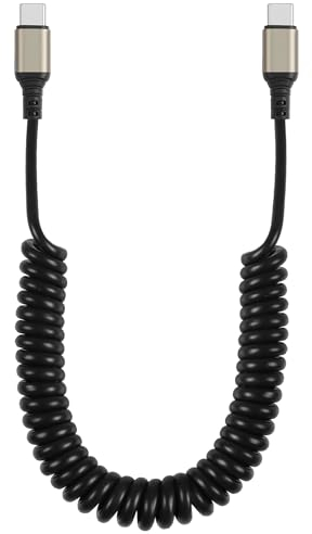 GELRHONR Coiled Cavo USB C a USB C, a molla a spirale di tipo C, 6 A, ricarica rapida e sincronizzazione, dati compatibili con i*Phone 15 A50 A51 A71 S20 S10 S9 S8 Plus S10E Note 20 10 9 (Max 1.5M)