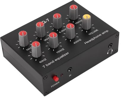 Equalizzatore Audio a 7 Bande, Equalizzatore Digitale a Doppio Canale, Regolazione dei Bassi Alti da 12 Db, Ingresso Uscita, Interfaccia di Ingresso da 3,5 Mm Supporta Spina