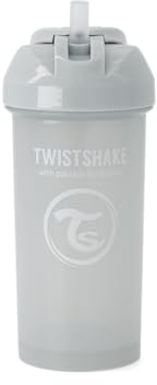 Twistshake Spill Free Straw Cup 360 ml, Leak Proof Training Sippy Cups for Toddlers and Babies, Drinking Water Bottles Trainer Cup, 6+ Months, BPA Free, Light Grey D2C