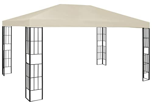 ARKEM Gazebo Pergola con Telo Impermeabile Richiudibile E Struttura Rettangolare in Acciaio Inossidabile Ad Alta Densità, per Arredo Giardino, Terrazzo e attività Commerciale,Gazebo 3x4 m Crema